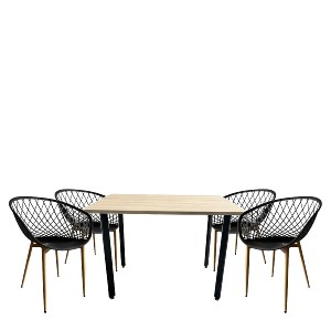 Artelibre - 14990675 ΣΕΤ ΤΡΑΠΕΖΑΡΙΑ (4+1) ARTELIBRE NORDEX ΦΥΣΙΚΟ/ΜΑΥΡΟ PP/ΜΕΤΑΛΛΟ/MDF 110X70X75CM