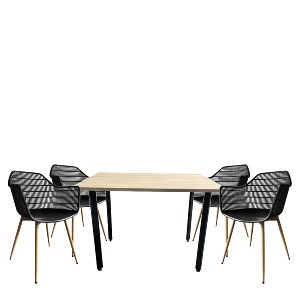 Artelibre - 14990676 ΣΕΤ ΤΡΑΠΕΖΑΡΙΑ (4+1) ARTELIBRE NORDEX ΦΥΣΙΚΟ/ΜΑΥΡΟ PP/ΜΕΤΑΛΛΟ/MDF 110X70X75CM