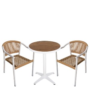Artelibre - 14990709 ΣΕΤ ΤΡΑΠΕΖΑΡΙΑ ΚΗΠΟΥ ARTELIBRE RAROTONGA ΚΑΡΥΔΙ/ΦΥΣΙΚΟ/ΛΕΥΚΟ POLYWOOD/ΑΛΟΥΜΙΝΙΟ/RATTAN ΜΕ 2 ΠΟΛΥΘΡΟΝΕΣ 14990709