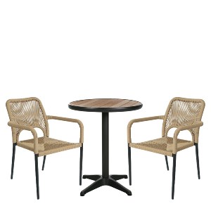 Artelibre - 14990734 ΣΕΤ ΤΡΑΠΕΖΑΡΙΑ ΚΗΠΟΥ ARTELIBRE RAROTONGA ΚΑΡΥΔΙ/ΑΝΘΡΑΚΙ/ΦΥΣΙΚΟ/ΜΑΥΡΟ POLYWOOD/ΑΛΟΥΜΙΝΙΟ/RATTAN ΜΕ 2 ΠΟΛΥΘΡΟΝΕΣ 14990734