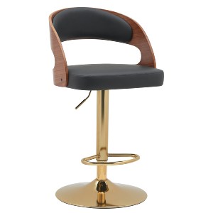 Artelibre - 15330010 ΣΚΑΜΠΟ BAR ARTELIBRE SINDRI ΜΑΥΡΟ/ΚΑΦΕ ΞΥΛΟ/PU/ΑΛΟΥΜΙΝΙΟ 48X49X91-112CM