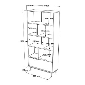 Artelibre - 15350006 ΒΙΒΛΙΟΘΗΚΗ ARTELIBRE MELLS ΦΥΣΙΚΟ ΜΟΡΙΟΣΑΝΙΔΑ/ΜΕΤΑΛΛΟ 29.5X83.9X175.6CM
