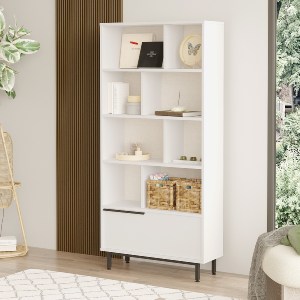 Artelibre - 15350007 ΒΙΒΛΙΟΘΗΚΗ ARTELIBRE MELLS ΛΕΥΚΟ ΜΟΡΙΟΣΑΝΙΔΑ/ΜΕΤΑΛΛΟ 29.5X83.9X175.6CM