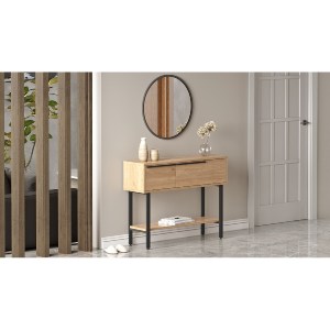 Artelibre - 15350014 ΚΟΝΣΟΛΑ ARTELIBRE NORFOLK ΦΥΣΙΚΟ/ΜΑΥΡΟ ΜΟΡΙΟΣΑΝΙΔΑ/ΜΕΤΑΛΛΟ/ΓΥΑΛΙ 29.5X100X76CM