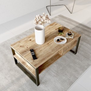 Artelibre - 15350052 ΤΡΑΠΕΖΑΚΙ ΣΑΛΟΝΙΟΥ ARTELIBRE ALPERTON ΦΥΣΙΚΟ ΜΟΡΙΟΣΑΝΙΔΑ/ΜΕΤΑΛΛΟ 100X59.7X44.4CM