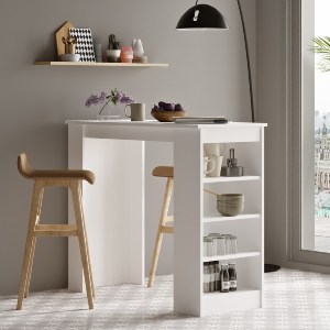 Artelibre - 15350081 ΤΡΑΠΕΖΙ BAR ARTELIBRE BROCKLEY ΛΕΥΚΟ ΜΟΡΙΟΣΑΝΙΔΑ 120X51.6X101.8CM