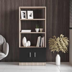 Artelibre - 15350131 ΒΙΒΛΙΟΘΗΚΗ ARTELIBRE EDGWARE ΟΞΙΑ/ΜΑΥΡΟ ΜΟΡΙΟΣΑΝΙΔΑ 63.6X37.6X140CM