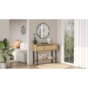 Artelibre - 15350146 ΚΟΝΣΟΛΑ ARTELIBRE FULHAM ΦΥΣΙΚΟ/ΜΑΥΡΟ ΜΟΡΙΟΣΑΝΙΔΑ/ΜΕΤΑΛΛΟ 29.5X100X76CM