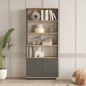 Artelibre - 15350190 ΒΙΒΛΙΟΘΗΚΗ ARTELIBRE CLACK ΠΕΥΚΟ/ΑΝΘΡΑΚΙ ΜΟΡΙΟΣΑΝΙΔΑ/ΜΕΛΑΜΙΝΗ 75.1X26.8X168.3CM