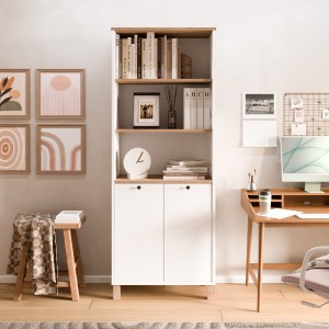 Artelibre - 15350206 ΒΙΒΛΙΟΘΗΚΗ ARTELIBRE BRAGI ΛΕΥΚΟ/ΦΥΣΙΚΟ ΜΟΡΙΟΣΑΝΙΔΑ 69.5X32X180CM