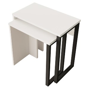 Artelibre - 15350220 ΒΟΗΘΗΤΙΚΟ ΤΡΑΠΕΖΑΚΙ ARTELIBRE PERCIVAL ΛΕΥΚΟ/ΜΑΥΡΟ ΜΟΡΙΟΣΑΝΙΔΑ/ΜΕΤΑΛΛΟ 51X29.5X52.8CM/44.5X24.5X47.8CM ΣΕΤ 2ΤΜΧ