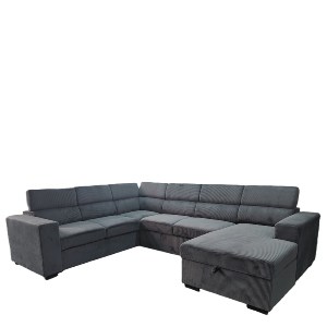 Artelibre - 15390001 ΚΑΝΑΠΕΣ ΓΩΝΙΑΚΟΣ ARTELIBRE AVELON ΓΚΡΙ ΣΚΟΥΡΟ ΥΦΑΣΜΑ/ΞΥΛΟ 249X312X82CM