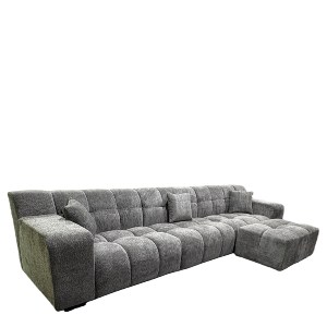 Artelibre - 15390005 ΚΑΝΑΠΕΣ ΓΩΝΙΑΚΟΣ ARTELIBRE ORVELLA ΓΚΡΙ ΥΦΑΣΜΑ 363X194X80CM