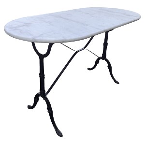 Artelibre - 15430006 ΤΡΑΠΕΖΙ ΚΗΠΟΥ ARTELIBRE OVALIS ΛΕΥΚΟ/ΜΑΥΡΟ ΜΑΡΜΑΡΟ/ΜΕΤΑΛΛΟ 120X60X71CM