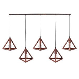 glo-00609-00609_3 GLOBOSTAR® TRIANGLE 00609 ΜΟΝΤΕΡΝΟ ΚΡΕΜΑΣΤΟ ΦΩΤΙΣΤΙΚΟ ΡΑΓΑ ΠΟΛΥΦΩΤΟ 5 X E27 IP20 ΧΑΛΚΙΝΟ Μ
