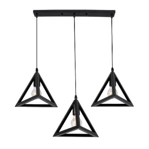 glo-00621-00621_0 GLOBOSTAR® TRIANGLE 00621 ΜΟΝΤΕΡΝΟ ΚΡΕΜΑΣΤΟ ΦΩΤΙΣΤΙΚΟ ΡΑΓΑ ΤΡΙΦΩΤΟ 3 X E27 IP20 ΜΑΥΡΟ ΜΕΤΑ