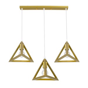 glo-00625-4f1623_00625_0 GLOBOSTAR® TRIANGLE 00625 ΜΟΝΤΕΡΝΟ ΚΡΕΜΑΣΤΟ ΦΩΤΙΣΤΙΚΟ ΡΑΓΑ ΤΡΙΦΩΤΟ 3 X E27 IP20 ΧΡΥΣΟ ΜΕΤΑ