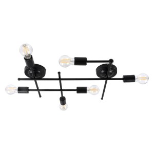 glo-00664-1-00664_0 GLOBOSTAR® PIPING 00664-1 VINTAGE ΦΩΤΙΣΤΙΚΟ ΟΡΟΦΗΣ ΠΛΕΓΜΑ ΠΟΛΥΦΩΤΟ 6 X E27 IP20 ΜΑΥΡΟ ΜΕΤΑ