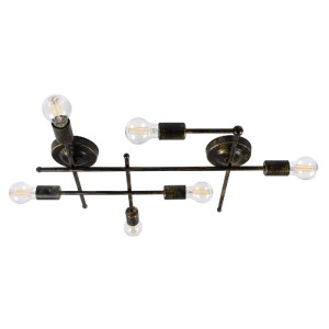 glo-00666-1-00666_0 GLOBOSTAR® PIPING 00666-1 VINTAGE ΦΩΤΙΣΤΙΚΟ ΟΡΟΦΗΣ ΠΛΕΓΜΑ ΠΟΛΥΦΩΤΟ 6 X E27 IP20 ΜΠΡΟΥΤΖΙΝΟ