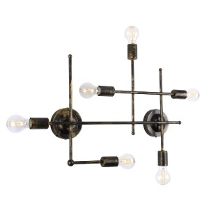 glo-00666-1-00666_3 GLOBOSTAR® PIPING 00666-1 VINTAGE ΦΩΤΙΣΤΙΚΟ ΟΡΟΦΗΣ ΠΛΕΓΜΑ ΠΟΛΥΦΩΤΟ 6 X E27 IP20 ΜΠΡΟΥΤΖΙΝΟ