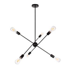 glo-00784-00784_0 GLOBOSTAR® ZANE 00784 ΜΟΝΤΕΡΝΟ ΦΩΤΙΣΤΙΚΟ ΟΡΟΦΗΣ ΜΕ ΝΤΟΥΙ 6 X E27 AC 220-240V IP20 - ΜΑΥΡΟ 