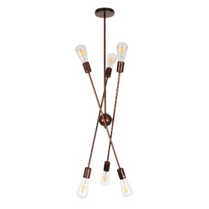 glo-00785-00785_5 GLOBOSTAR® ZANE 00785 ΜΟΝΤΕΡΝΟ ΦΩΤΙΣΤΙΚΟ ΟΡΟΦΗΣ ΠΛΕΓΜΑ ΠΟΛΥΦΩΤΟ 6 X E27 IP20 ΧΑΛΚΙΝΟ ΜΕΤΑΛ