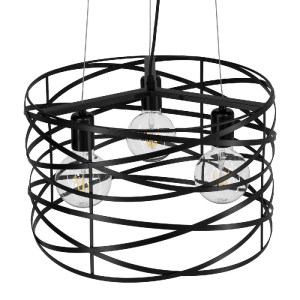 glo-00855-00855_6 GLOBOSTAR® TOKEN 00855 ΜΟΝΤΕΡΝΟ ΚΡΕΜΑΣΤΟ ΦΩΤΙΣΤΙΚΟ ΠΛΕΓΜΑ ΤΡΙΦΩΤΟ 3 X E27 IP20 ΜΑΥΡΟ ΜΕΤΑΛ