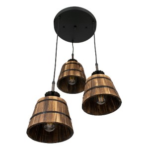 glo-00888-00888_4 GLOBOSTAR® CEBU 00888 VINTAGE ΚΡΕΜΑΣΤΟ ΦΩΤΙΣΤΙΚΟ ΚΑΠΕΛΟ ΤΡΙΦΩΤΟ 3 X E27 IP20 ΜΑΥΡΟ ΜΕΤΑΛΛΟ