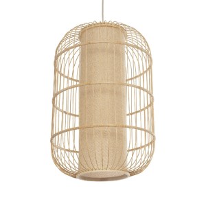 glo-00891-00891_1 GLOBOSTAR® HIBISCUS 00891 BOHO ΚΡΕΜΑΣΤΟ ΦΩΤΙΣΤΙΚΟ ΟΡΟΦΗΣ ΜΕ ΝΤΟΥΙ 1 X E27 AC 220-240V IP20 - ΜΠΕΖ - Μ40 X Π40 X Υ60CM