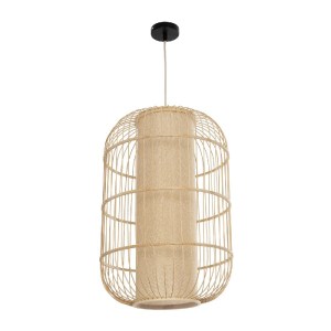 glo-00891-00891_3 GLOBOSTAR® HIBISCUS 00891 BOHO ΚΡΕΜΑΣΤΟ ΦΩΤΙΣΤΙΚΟ ΟΡΟΦΗΣ ΜΕ ΝΤΟΥΙ 1 X E27 AC 220-240V IP20 - ΜΠΕΖ - Μ40 X Π40 X Υ60CM