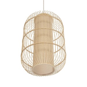 glo-00891-00891_5 GLOBOSTAR® HIBISCUS 00891 BOHO ΚΡΕΜΑΣΤΟ ΦΩΤΙΣΤΙΚΟ ΟΡΟΦΗΣ ΜΕ ΝΤΟΥΙ 1 X E27 AC 220-240V IP20 - ΜΠΕΖ - Μ40 X Π40 X Υ60CM