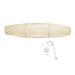 glo-00892-00892_9 GLOBOSTAR® HIBISCUS 00892 BOHO ΚΡΕΜΑΣΤΟ ΦΩΤΙΣΤΙΚΟ ΟΡΟΦΗΣ ΜΕ ΝΤΟΥΙ 1 X E27 AC 220-240V IP20 - ΜΠΕΖ - Μ30 X Π30 X Υ120CM