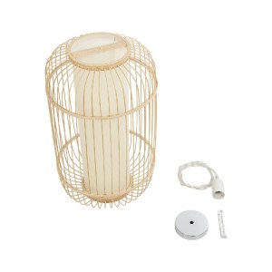 glo-00894-00894_9 GLOBOSTAR® HIBISCUS 00894 BOHO ΚΡΕΜΑΣΤΟ ΦΩΤΙΣΤΙΚΟ ΟΡΟΦΗΣ ΜΕ ΝΤΟΥΙ 1 X E27 AC 220-240V IP20 - ΜΠΕΖ - Μ30 X Π30 X Υ50CM