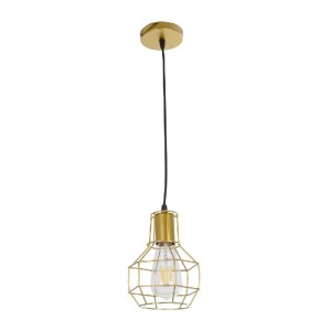 glo-00950-00950_3 GLOBOSTAR® CAGE 00950 VINTAGE ΚΡΕΜΑΣΤΟ ΦΩΤΙΣΤΙΚΟ ΟΡΟΦΗΣ ΜΕ ΝΤΟΥΙ 1 X E27 AC 220-240V IP20 - ΧΡΥΣΟ - Μ15 X Π15 X Y22CM