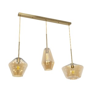 glo-00977-00977_1 GLOBOSTAR® AMARIS 00977 ΜΟΝΤΕΡΝΟ ΚΡΕΜΑΣΤΟ ΦΩΤΙΣΤΙΚΟ ΟΡΟΦΗΣ ΜΕ ΝΤΟΥΙ 3 X E27 AC 220-240V IP20 - ΧΡΥΣΟ & ΜΕΛΙ - Μ75 X Π30 X Υ30CM