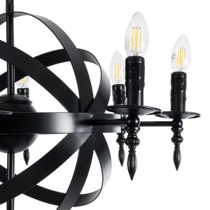 glo-01003-01003_11 GLOBOSTAR® ESTELLE 01003 VINTAGE ΚΡΕΜΑΣΤΟ ΦΩΤΙΣΤΙΚΟ ΠΛΕΓΜΑ ΠΟΛΥΦΩΤΟ 8 X E14 IP20 ΜΑΥΡΟ ΜΕΤ