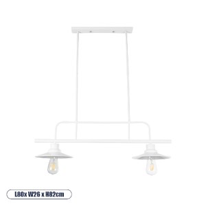 glo-01008-01008_0_ GLOBOSTAR® REGAL 01008 VINTAGE ΦΩΤΙΣΤΙΚΟ ΟΡΟΦΗΣ ΡΑΓΑ ΔΙΦΩΤΟ 2 X E27 IP20 ΛΕΥΚΟ ΜΕΤΑΛΛΟ - Μ