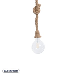 glo-01018-01018_00 GLOBOSTAR® ROPE 01018 VINTAGE ΚΡΕΜΑΣΤΟ ΦΩΤΙΣΤΙΚΟ ΑΝΑΡΤΗΣΗ ΜΟΝΟΦΩΤΟ 1 X E27 IP20 ΜΠΕΖ ΣΧΟΙΝΙ - Μ3.5 X Π3.5 X Υ200CM