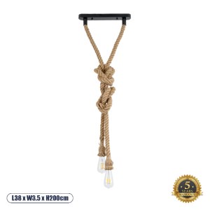 glo-01019-01019_0 GLOBOSTAR® ROPE 01019 VINTAGE ΚΡΕΜΑΣΤΟ ΦΩΤΙΣΤΙΚΟ ΑΝΑΡΤΗΣΗ ΔΙΦΩΤΟ 2 X E27 IP20 ΜΠΕΖ ΣΧΟΙΝΙ 