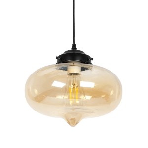 glo-01029-01029_01 GLOBOSTAR® QUINN 01029 VINTAGE ΚΡΕΜΑΣΤΟ ΦΩΤΙΣΤΙΚΟ ΟΡΟΦΗΣ ΜΕ ΝΤΟΥΙ 1 X E27 AC 220-240V IP20 - ΜΕΛΙ & ΜΑΥΡΟ - Μ26 X Π26 X Υ20CM