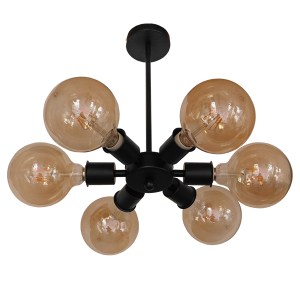 glo-01036-01036_0 GLOBOSTAR® CONFOR 01036 ΜΟΝΤΕΡΝΟ ΦΩΤΙΣΤΙΚΟ ΟΡΟΦΗΣ ΠΛΕΓΜΑ ΠΟΛΥΦΩΤΟ 6 X E27 IP20 ΜΑΥΡΟ ΜΕΤΑΛ