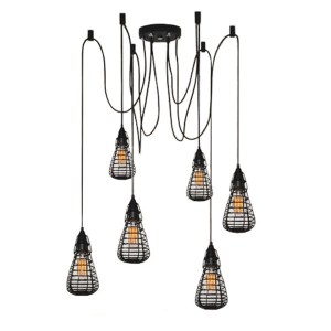 glo-01059-01059_0 GLOBOSTAR® DROPS 01059 VINTAGE ΚΡΕΜΑΣΤΟ ΦΩΤΙΣΤΙΚΟ ΠΛΕΓΜΑ ΠΟΛΥΦΩΤΟ 6 X E27 IP20 ΜΑΥΡΟ ΜΕΤΑΛ