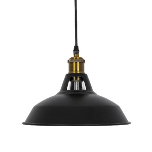 glo-01073-01073_07 GLOBOSTAR® ANER 01073 VINTAGE ΚΡΕΜΑΣΤΟ ΦΩΤΙΣΤΙΚΟ ΟΡΟΦΗΣ ΜΕ ΝΤΟΥΙ 1 X E27 AC 220-240V IP20 - ΜΑΥΡΟ & ΧΡΥΣΟ - Μ27.5 X Π27.5 X Υ19CM