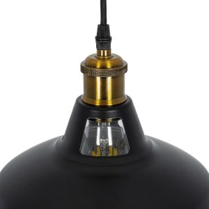 glo-01073-01073_10 GLOBOSTAR® ANER 01073 VINTAGE ΚΡΕΜΑΣΤΟ ΦΩΤΙΣΤΙΚΟ ΟΡΟΦΗΣ ΜΕ ΝΤΟΥΙ 1 X E27 AC 220-240V IP20 - ΜΑΥΡΟ & ΧΡΥΣΟ - Μ27.5 X Π27.5 X Υ19CM