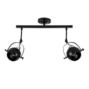 glo-01081-01081_2 GLOBOSTAR® CANNES 01081 ΜΟΝΤΕΡΝΟ ΦΩΤΙΣΤΙΚΟ ΟΡΟΦΗΣ ΡΑΓΑ ΔΙΦΩΤΟ 2 X E27 IP20 ΜΑΥΡΟ ΜΕΤΑΛΛΟ -