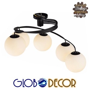 glo-01090-01090_4 GLOBOSTAR® SELINA 01090 ΜΟΝΤΕΡΝΟ ΦΩΤΙΣΤΙΚΟ ΟΡΟΦΗΣ ΜΠΑΛΑ ΠΟΛΥΦΩΤΟ 5 X E27 IP20 ΜΑΥΡΟ ΜΕΤΑΛΛ