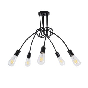 glo-01127-01127_0 GLOBOSTAR® PAULELI 01127 ΜΟΝΤΕΡΝΟ ΦΩΤΙΣΤΙΚΟ ΟΡΟΦΗΣ ΠΛΕΓΜΑ ΠΟΛΥΦΩΤΟ 5 X E27 IP20 ΜΑΥΡΟ ΜΕΤΑ