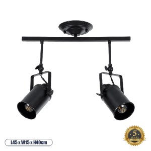 glo-01154-01154_0_ GLOBOSTAR® HOLLYWOOD 01154 VINTAGE ΦΩΤΙΣΤΙΚΟ ΟΡΟΦΗΣ ΡΑΓΑ ΔΙΦΩΤΟ 2 X E27 IP20 ΜΑΥΡΟ ΜΕΤΑΛΛΟ