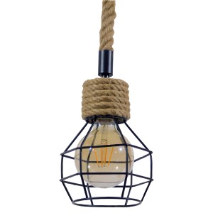 glo-01182-01182_002 GLOBOSTAR® HELLET 01182 VINTAGE ΚΡΕΜΑΣΤΟ ΦΩΤΙΣΤΙΚΟ ΠΛΕΓΜΑ ΜΟΝΟΦΩΤΟ 1 X E27 IP20 ΜΑΥΡΟ ΜΕΤΑ