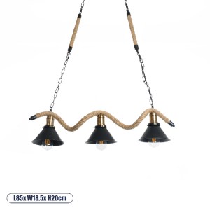 glo-01189-01189_0 GLOBOSTAR® TYMEN 01189 VINTAGE ΚΡΕΜΑΣΤΟ ΦΩΤΙΣΤΙΚΟ ΚΑΜΠΑΝΑ ΤΡΙΦΩΤΟ 3 X E27 IP20 ΜΑΥΡΟ ΜΕΤΑΛ